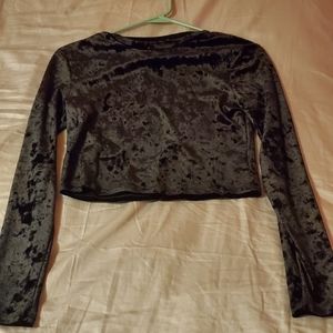 H&M Long Sleeve Black Velvet Crop Top